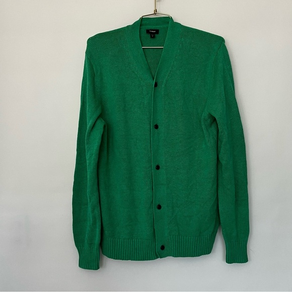 Express Size medium Cardigan Green Sweater V-Neck Knit Long Sleeve - Picture 1 of 7